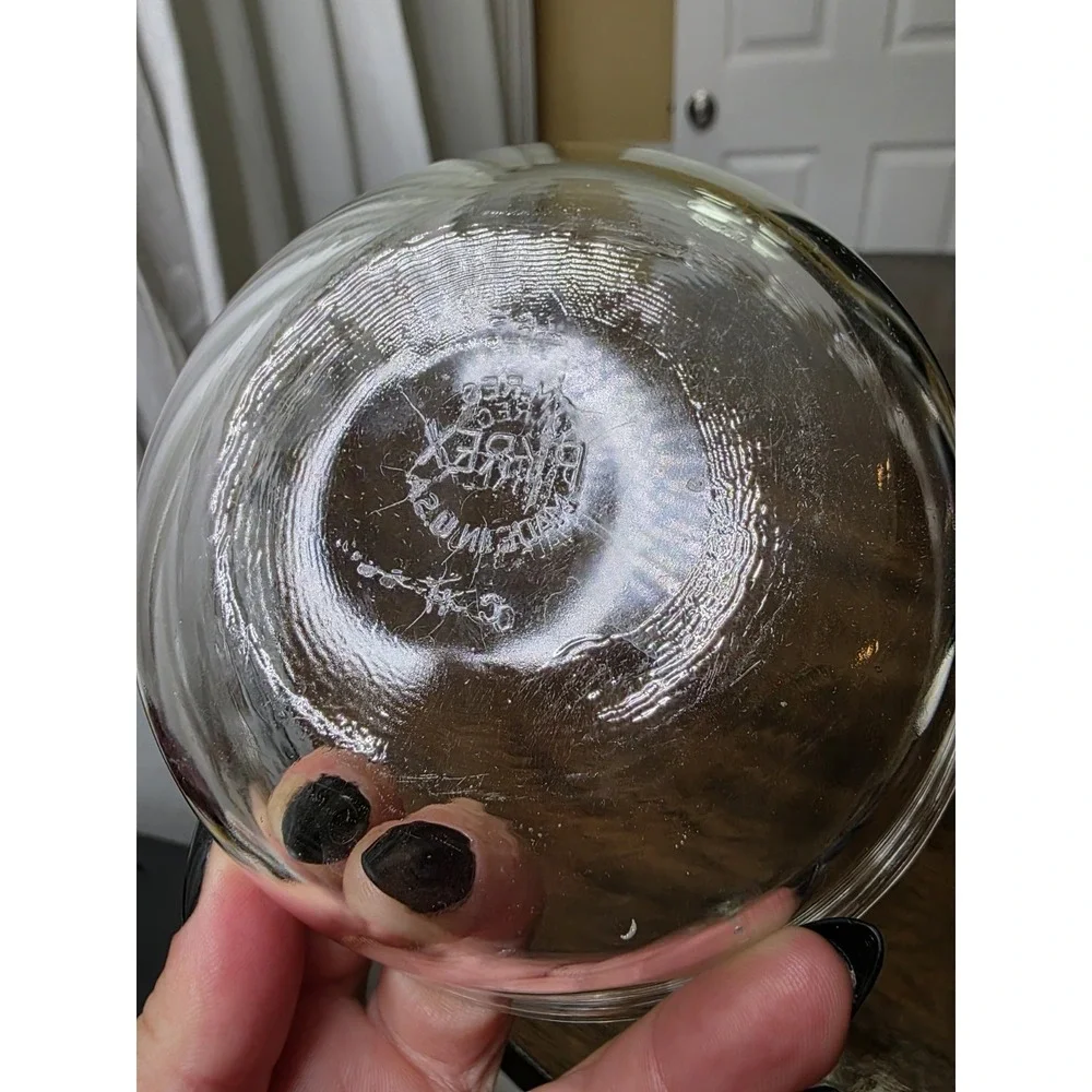 Vintage Corning Pyrex Scalloped 3 Ring Clear‎ Glass 464 Custard Cup Ramekin 10oz